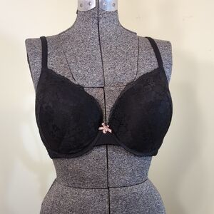 Victoria's Secret Black Lace Bra with Pink Bow